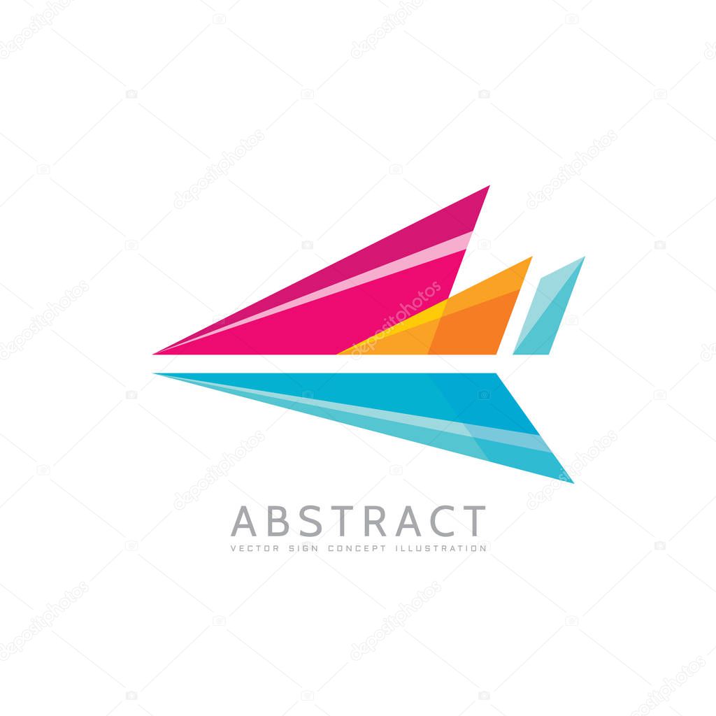 Abstract arrow - vector logo template concept illustration in flat style. Stylized airplane creative sign. Colorful design element.