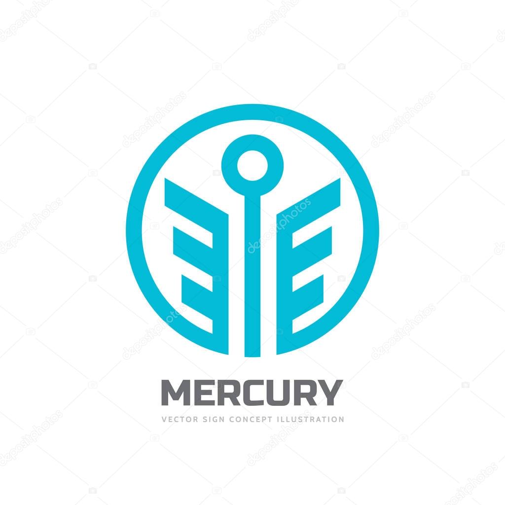 Mercury - vector logo template concept illustration. Stylized God of trade abstract creative symbol. Happiness business symbol. Wings in circle shape. Design element.