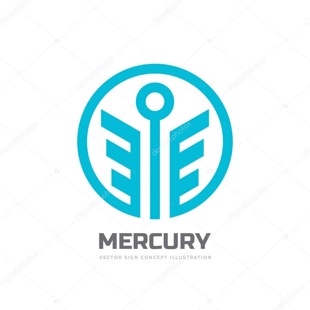 Mercury - vector logo template concept illustration. Stylized God of trade abstract creative symbol. Happiness business symbol. Wings in circle shape. Design element. 