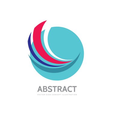 Daire - vektör logo şablonu konsept illüstrasyon soyut şekillerde. Modern teknoloji işareti. Stilize kanat sembolü. Tasarım öğesi.