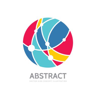 Soyut daire - vektör logo şablonu konsept illüstrasyon. Modern teknoloji işareti. Küresel ağ yaratıcı sembolü. Tasarım öğesi.
