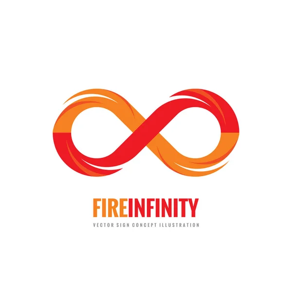 Infinity - wektor logo szablon ilustracja koncepcja w płaski. Abstrakcja Ogień Płomień znak kreatywnych kształt. Element projektu. — Wektor stockowy