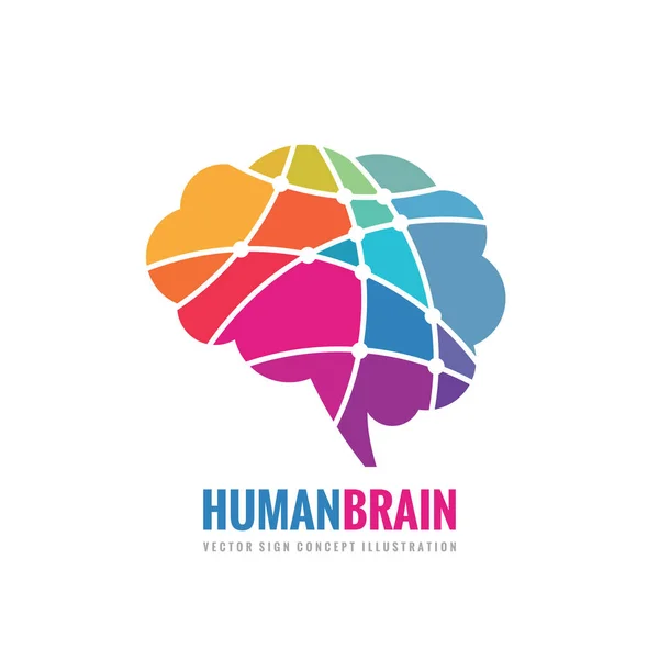 Αφηρημένη ανθρώπινος εγκέφαλος - εικονογράφηση έννοια πρότυπο λογότυπο φορέα επιχειρήσεις. Δημιουργική ιδέα ζωηρόχρωμα σημάδι. Infographic σύμβολο. Χρωματιστό σχέδιο στοιχείο. — Διανυσματικό Αρχείο