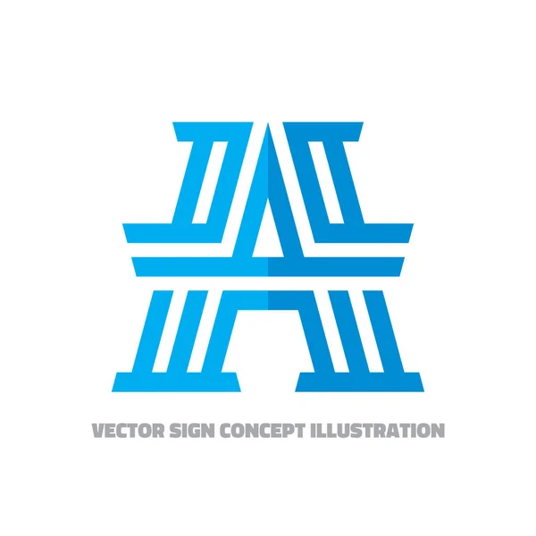 Абстрактный логотип буквы А - иллюстрация вектора концепции. Творческий дизайн знак в синем цвете . — стоковый вектор