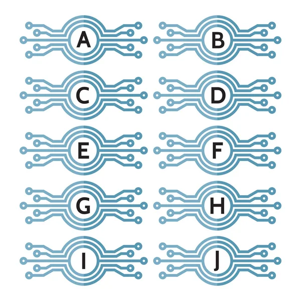 Modern bilgisayar teknolojisi - vektör logo şablonu kavram gösterim amacıyla herhangi bir harf a, b, c, d, e, f, g, h, i, j. yaratıcı işareti. Soyut tasarım öğesi.   