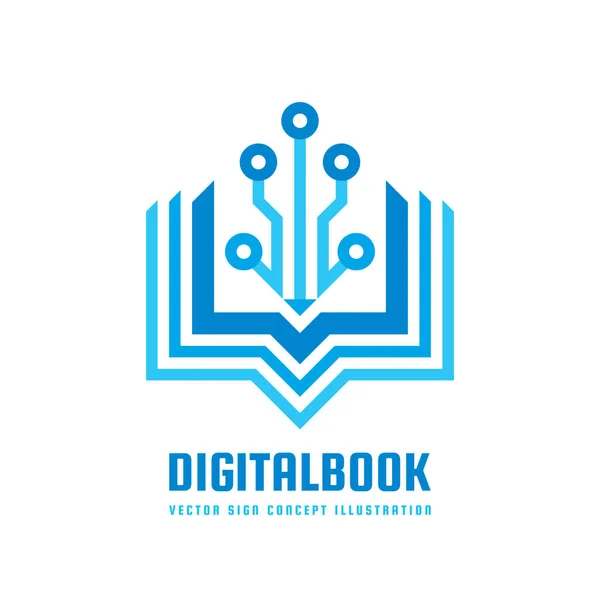 Ψηφιακό βιβλίο - εικονογράφηση έννοια πρότυπο λογότυπο του φορέα. Νέα πινακίδα δημιουργική εκπαίδευση. Σύγχρονο σχολείο αφηρημένο σύμβολο. Στοιχείο γραφικού σχεδιασμού. — Διανυσματικό Αρχείο