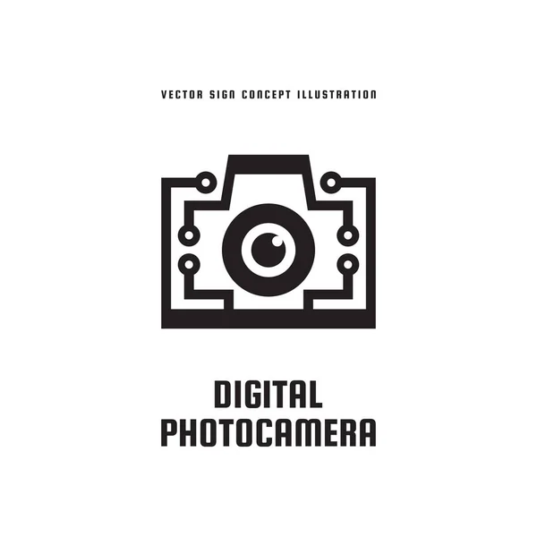 Digitale fotocamera - concept logo sjabloon vectorillustratie. Fotografie creatieve pictogram teken. Moderne photostudio grafisch symbool. Ontwerpelement. — Stockvector