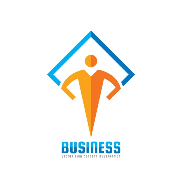 Business - menschliche Charakter Vektor Logo Konzept Illustration. abstrakte männliche Figur Symbol. Menschen Ikone. Gestaltungselement. — Stockvektor