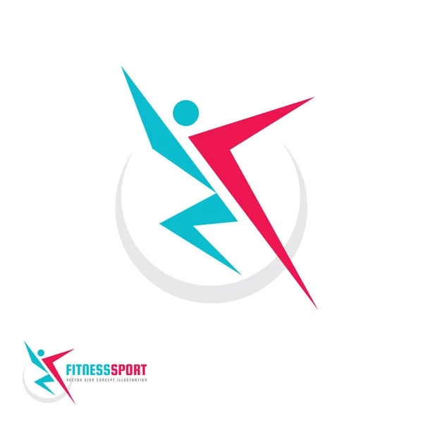 Fitness Sport - vector logo template concept illustration. Human character. Abstract running man figure. People sign. Design element. — Stock Vector