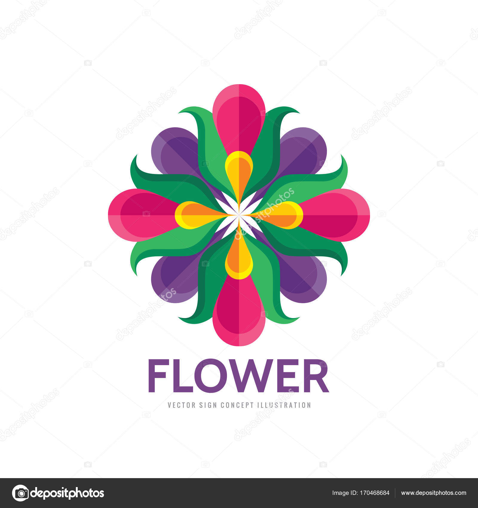 Fiore modello di logo di vettore astratto segno di concetto Quattro forme colorate