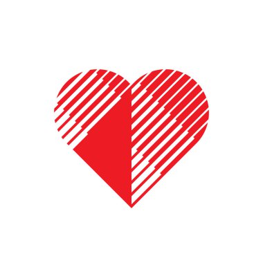 Kırmızı kalp - vektör logo şablonu konsept illüstrasyon. İşareti seviyorum. Sevgililer günü yaratıcı sembolü. Soyut tasarım öğesi.