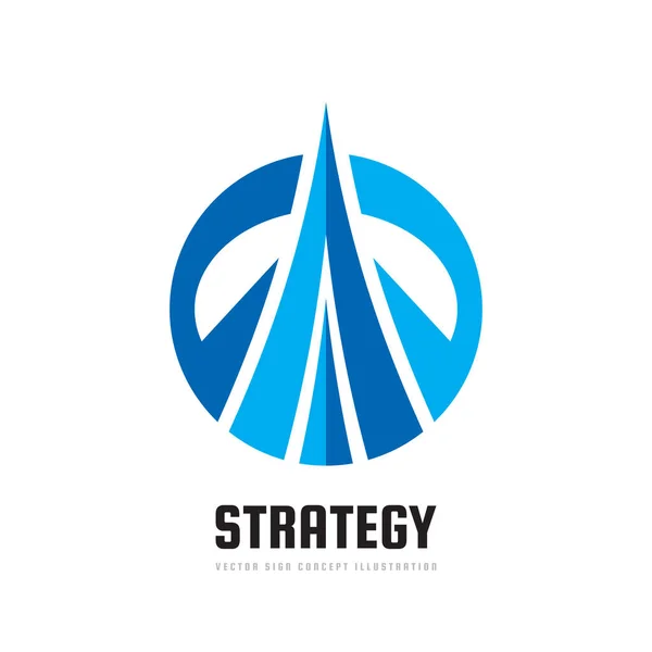 Stratégia - vektor üzleti logo fogalom szemléltetése. Geometriai pozitív jel. Absztrakt geometriai kreatív szimbólum. Fejlesztési ikon kék színű. Design elem. — Stock Vector