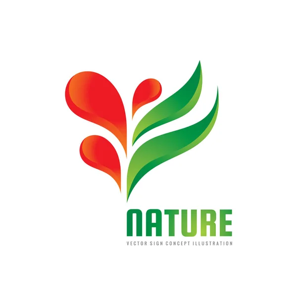 Natureza - ilustração do conceito de modelo de logotipo vetorial. Abstrato verde deixa sinal criativo. Símbolo de crescimento. Ícone de broto. Elementos de projeto . — Vetor de Stock