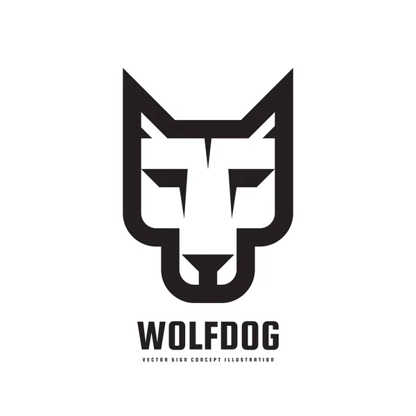 Cabeça de lobo ou cão - ilustração do conceito de modelo de logotipo vetorial. Sinal gráfico animal selvagem. Elemento de projeto . — Vetor de Stock