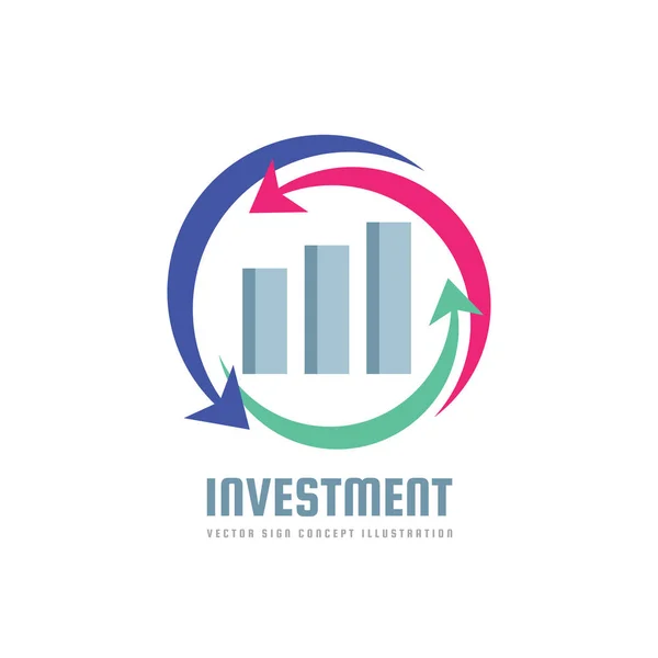Investimento - business finance logo template - vector concept illustration. Signo infográfico econômico. Setas e barra de infográfico. Símbolo gráfico de crescimento. Elemento de projeto . — Vetor de Stock