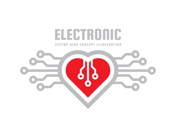 Červené srdce - vektorové logo šablona koncept ilustrace. Abstraktní lásku tvůrčí znamení. Moderní medicína kardiologie symbol. Struktura elektronické sítě. — Stockový vektor