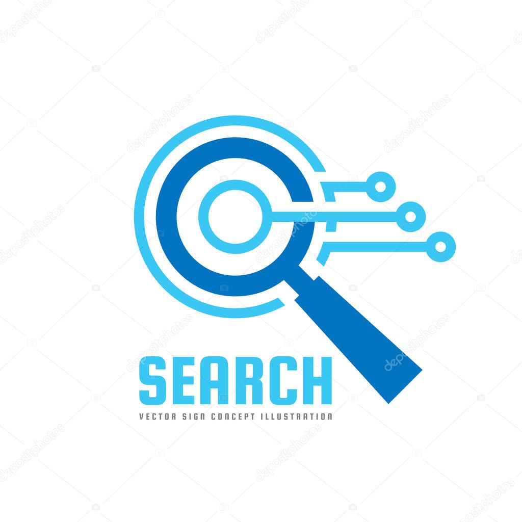 SEO - Search Engine Optimization - vector logo template concept illustration. Abstract electronic technology creative sign. Magnifier sign. Lens icon. Design element.   Design element.