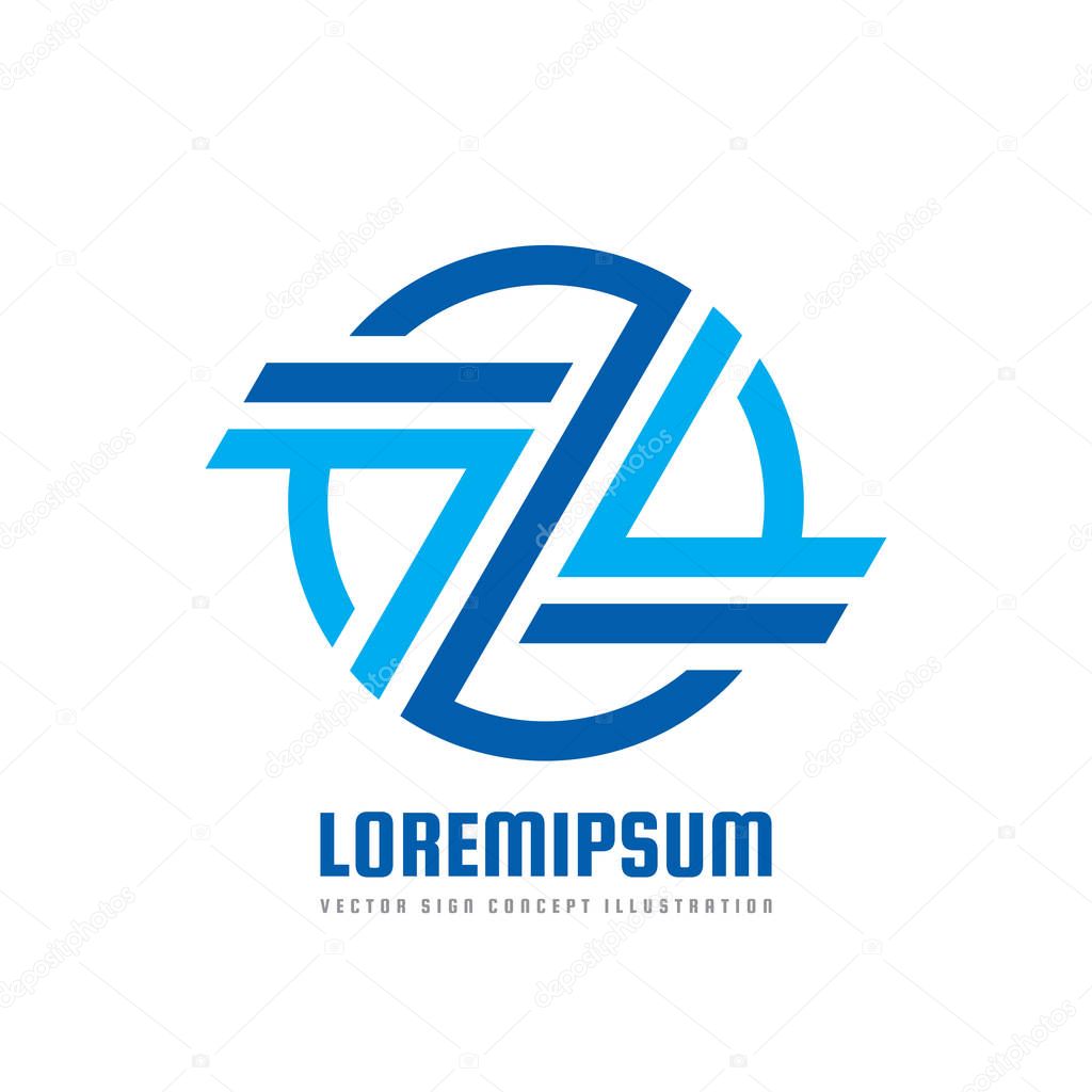 Logo template concept illustration. Abstract stripes in circle. Letter z creative business sign. Design geometric element.