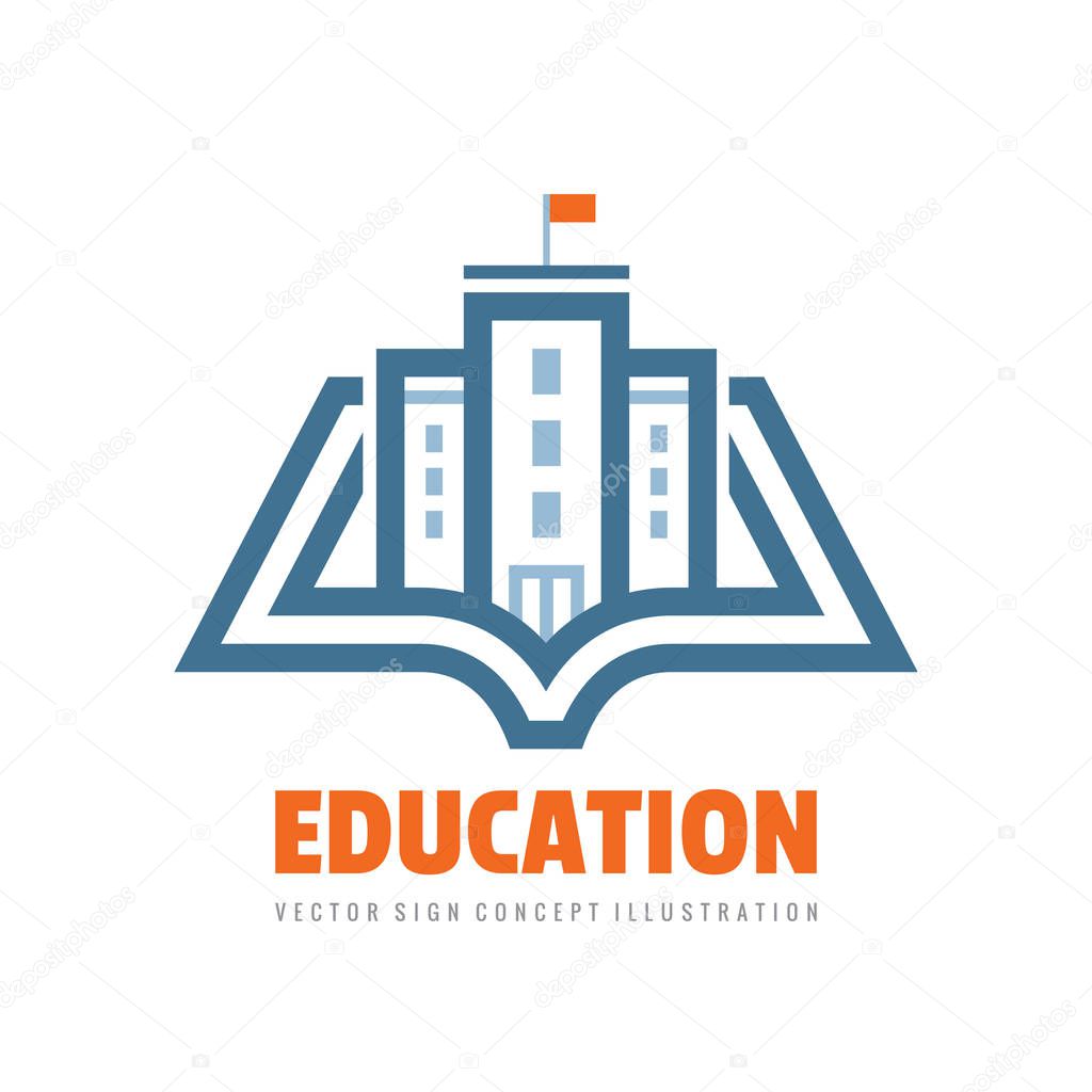 Education - vector logo template concept illustration. Book learning creative sign. Emblem for school or university. Graphic design elements. 