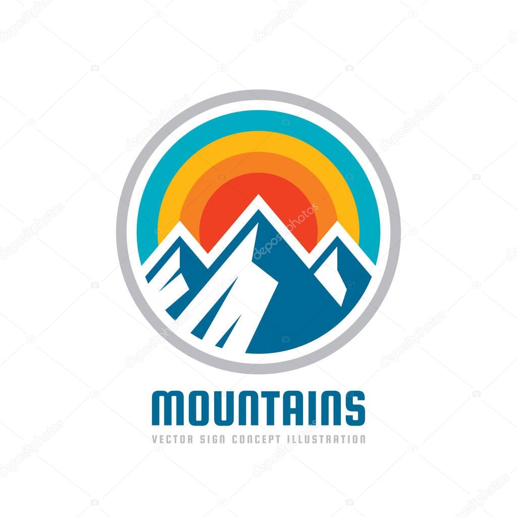 Mountains - vector logo template illustration. Outdoor adventure creative badge sign. Graphic design element.