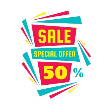 Satılık özel teklif % 50 - yaratıcı vektör afiş. Reklam ve promosyon eylemler için soyut düzeni. 
