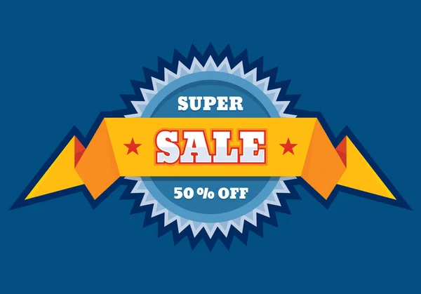 Super sale 50% off - креативная векторная иллюстрация. Знак скидки на продвижение абстрактной концепции. Элемент дизайна . — стоковый вектор