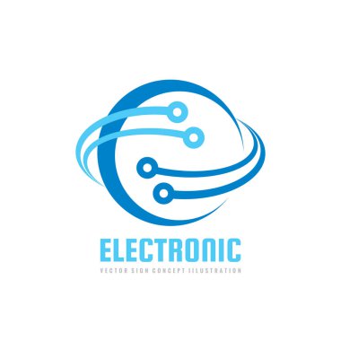 Elektronik teknolojisi - kurumsal kimlik için vektör logo şablonu. Soyut küresel ağ, Internet teknoloji konsept illüstrasyon. Tasarım öğesi.