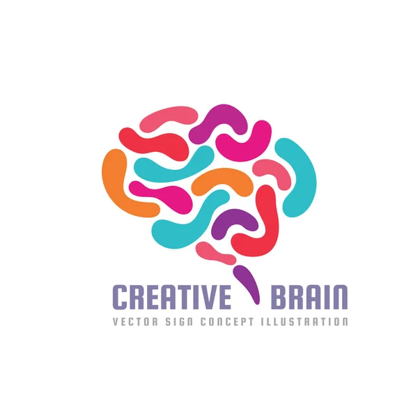 人类创造性的脑 矢量徽标模板概念插图在充满活力的色彩 抽象心灵的创意符号 图形设计元素 — 图库矢量图片