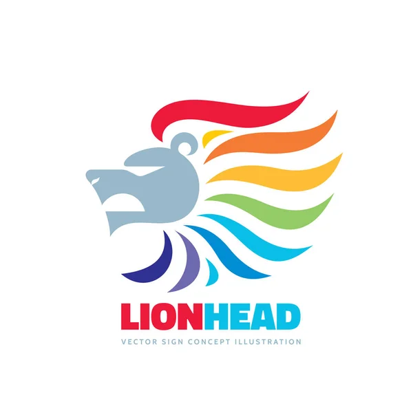 Lion Head Векторная Иллюстрация Шаблона Логотипа Абстрактный Позитивный Красочный Творческий — стоковый вектор