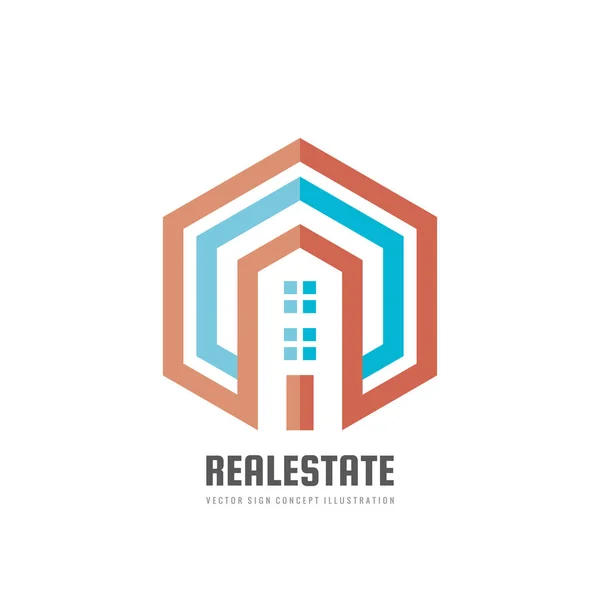 Immobilier Illustration Concept Modèle Logo Vectoriel Bâtir Signe Icône Créative — Image vectorielle