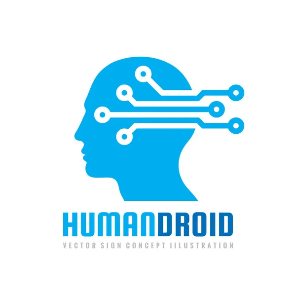 Techno Human Droid Head Vektor Logo Concept Illustration Kreatives Ideenschild — Stockvektor