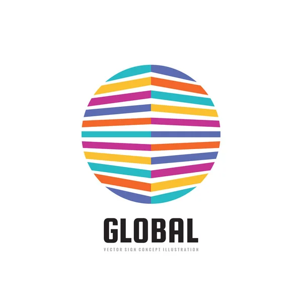 Küresel Kavramı Logo Temlate Vektör Çizim Renkli Çizgili Daire Şeklinde — Stok Vektör