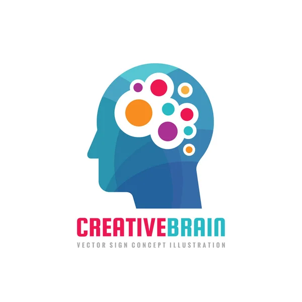 Cérebro Criativo Ilustração Vetor Modelo Logotipo Conceito Caráter Humano Símbolo — Vetor de Stock