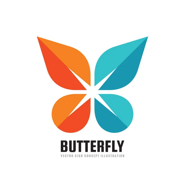 Метелик Векторний Бізнес Логотип Шаблон Креативна Ілюстрація Плоскому Стилі Абстрактна — стоковий вектор