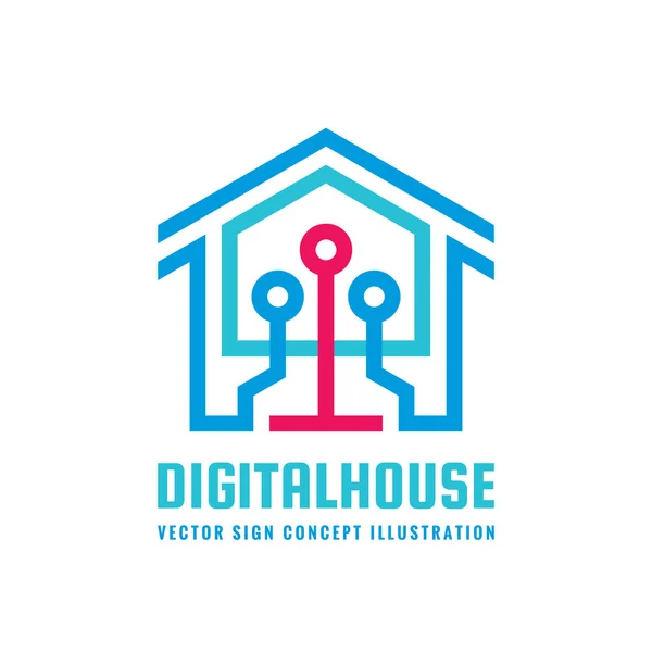 Digital Smart House Vektor Logo Vorlage Konzept Illustration Moderne Technologie — Stockvektor