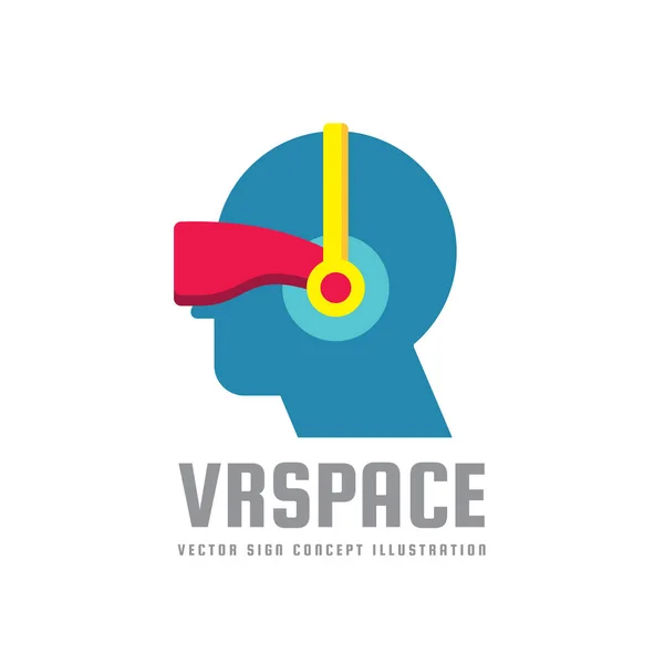 Space Concept Logo Template Vektorillustration Virtual Reality Helm Kreatives Zeichen — Stockvektor