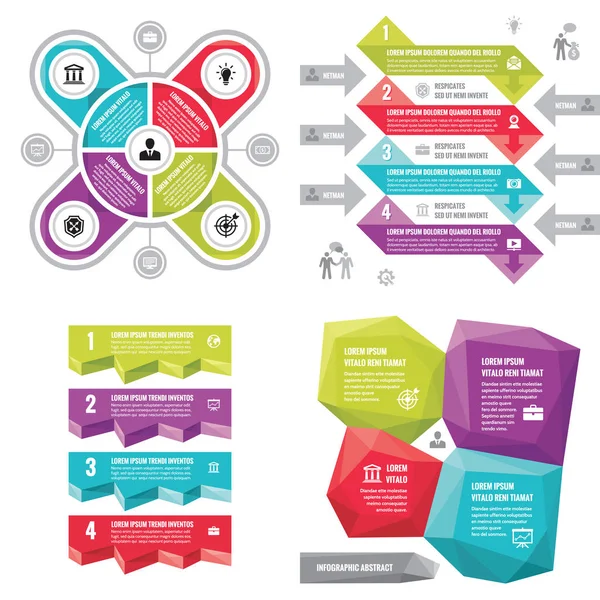 Infografik Elemente Vorlage Für Business Konzept Banner Für Präsentation Broschüre — Stockvektor