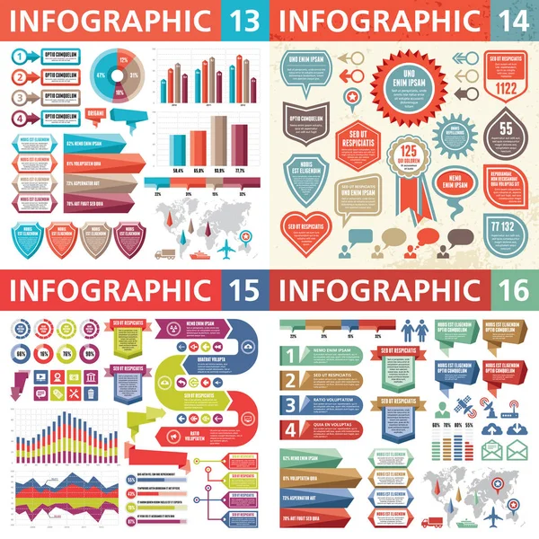 Elementos Design Negócios Infográficos Ilustração Vetorial Coleção Modelos Infograph Conjunto — Vetor de Stock