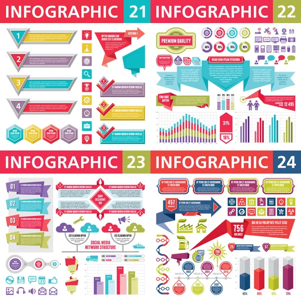 Elementos Design Negócios Infográficos Ilustração Vetorial Coleção Modelos Infograph Conjunto — Vetor de Stock