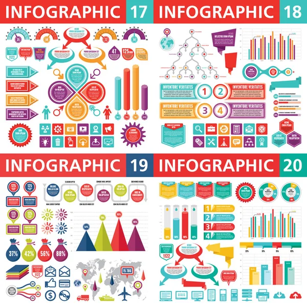 Infographic Tasarım Öğeleri Vektör Çizim Infograph Şablon Koleksiyonu Yaratıcı Grafik — Stok Vektör