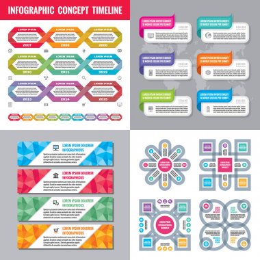 İş Infographic şablonlar kavramı vektör çizim. Soyut afiş kümesi. Reklam promosyon Düzen koleksiyon sunumu için. Grafiksel tasarım elemanları. 