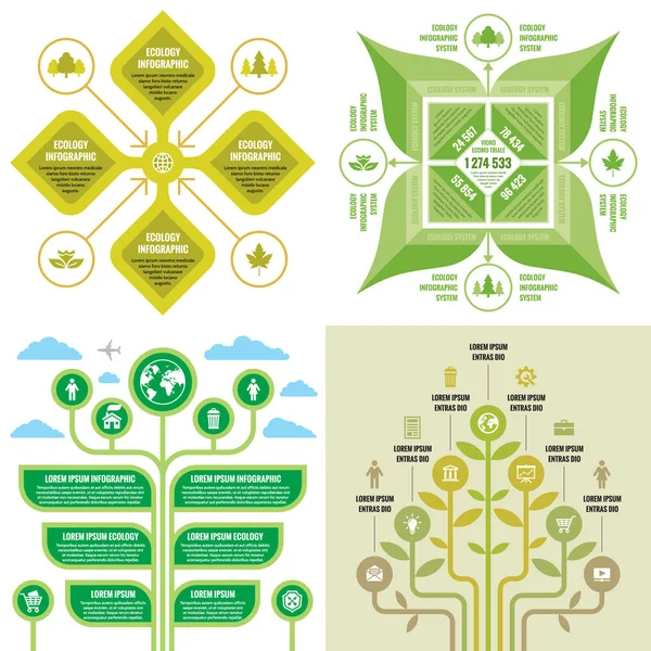 Plantillas Infografía Empresarial Concepto Ilustración Vectorial Conjunto Pancartas Ecológicas Abstractas — Archivo Imágenes Vectoriales