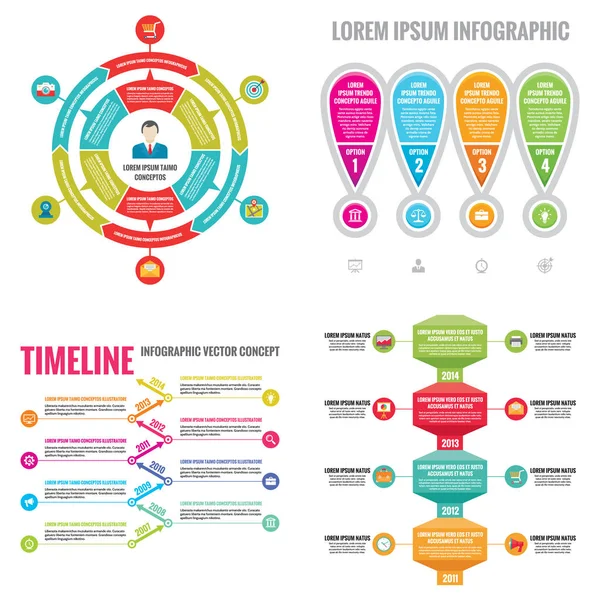 Infographic Şablonlar Kavramı Vektör Çizim Soyut Afiş Kümesi Reklam Promosyon — Stok Vektör