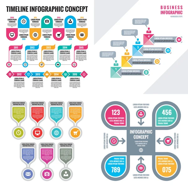 Illustrazione Vettoriale Del Concetto Modelli Infografici Aziendali Set Banner Astratto — Vettoriale Stock