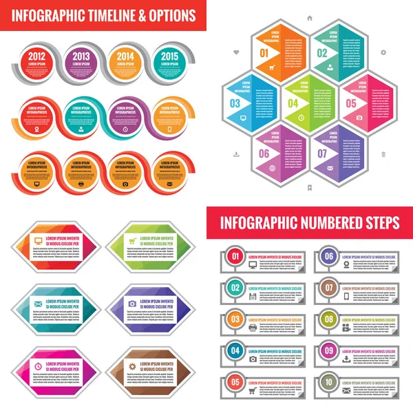 Illustrazione Vettoriale Del Concetto Modelli Infografici Aziendali Set Banner Astratto — Vettoriale Stock