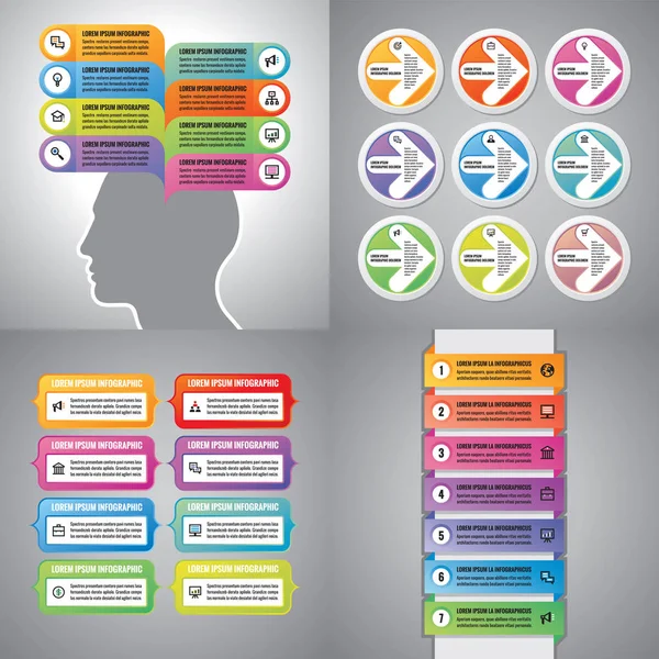 Illustrazione Vettoriale Del Concetto Modelli Infografici Aziendali Set Banner Astratto — Vettoriale Stock