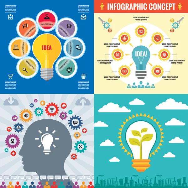 Plantillas Infografía Empresarial Concepto Ilustración Vectorial Juego Pancartas Abstractas Colección — Archivo Imágenes Vectoriales