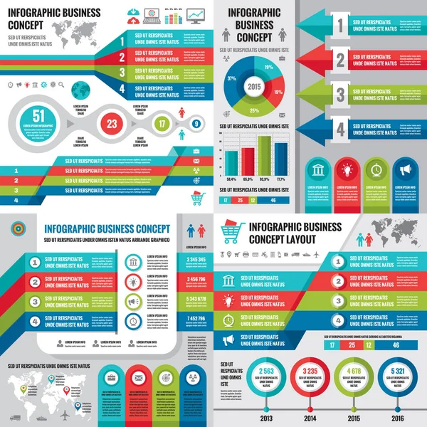Biznesu Infografiki Szablony Wektor Ilustracja Koncepcja Streszczenie Transparent Zestaw Reklama — Wektor stockowy