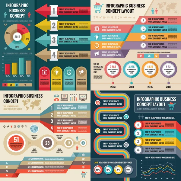 Plantillas Infografía Empresarial Concepto Ilustración Vectorial Juego Pancartas Abstractas Colección — Archivo Imágenes Vectoriales