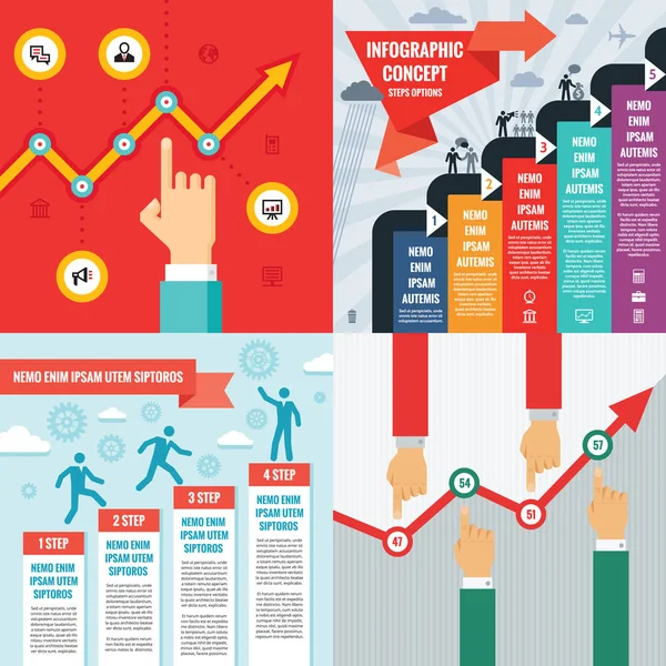 Business Infographic Mallar Begreppet Vektorillustration Abstrakta Banner Uppsättning Reklam Kampanj — Stock vektor